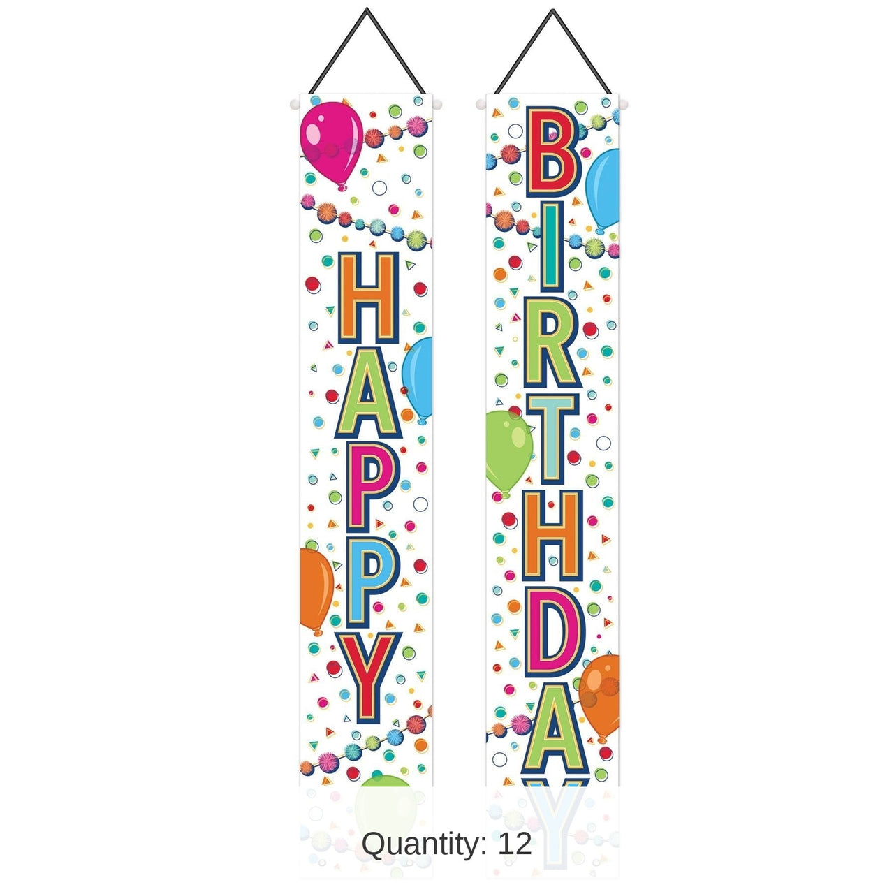 12 Pack Bulk Happy Birthday Party Fabric Door Panel Set- Multicolor