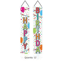 12 Pack Bulk Happy Birthday Party Fabric Door Panel Set- Multicolor