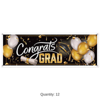 12 Pack Bulk Congrats Grad Graduation Party Sign Banner