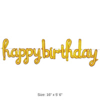 6 Pack Bulk Script Gold Happy Birthday Party Balloon Streamer