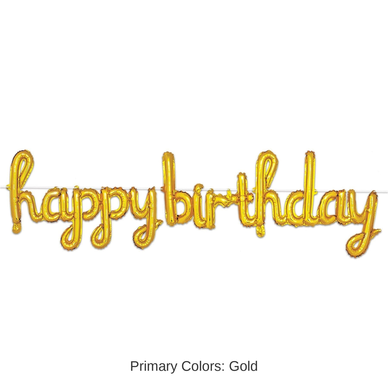 6 Pack Bulk Script Gold Happy Birthday Party Balloon Streamer