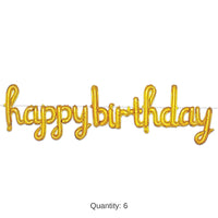 6 Pack Bulk Script Gold Happy Birthday Party Balloon Streamer