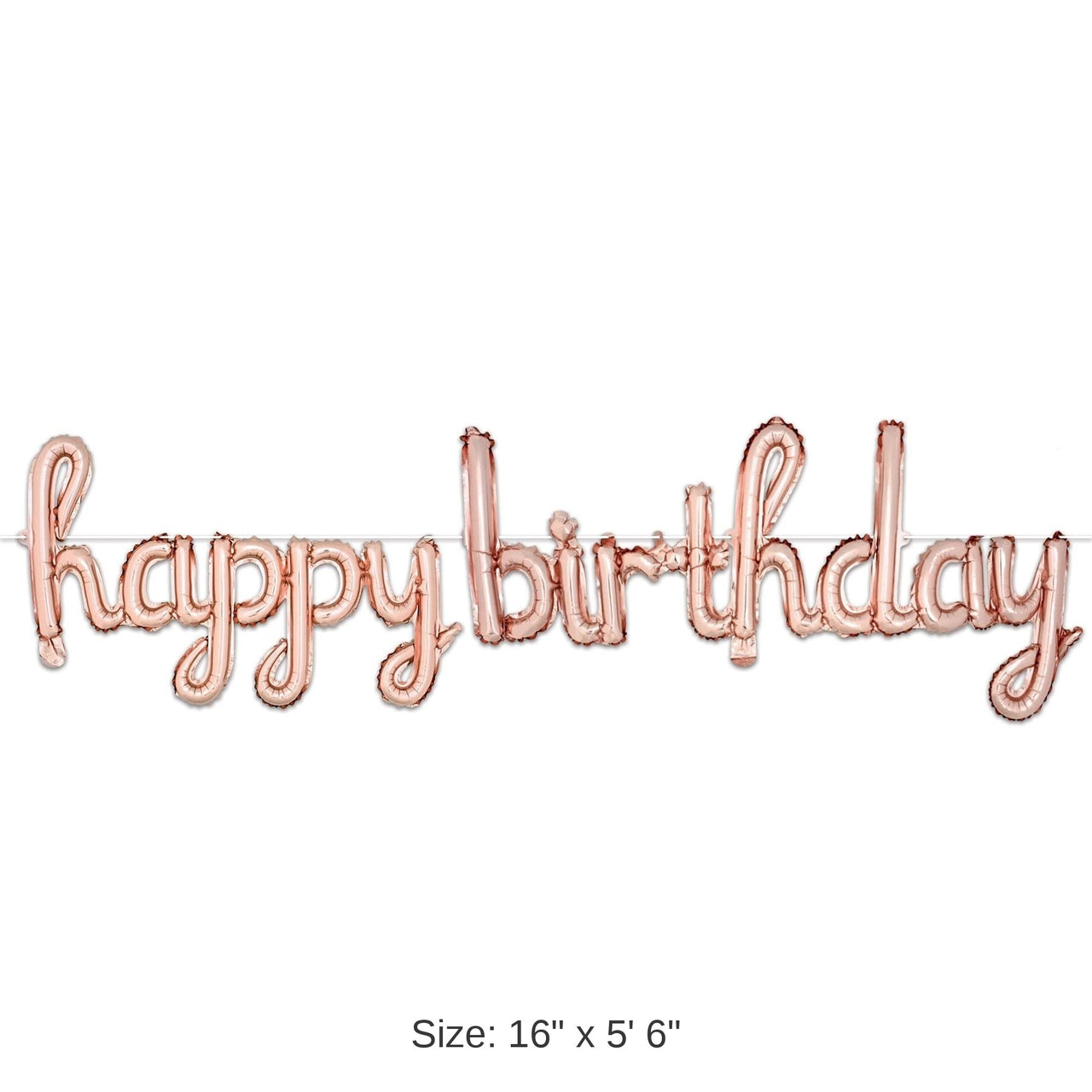 6 Pack Bulk Script Rose Gold Happy Birthday Party Balloon Streamer