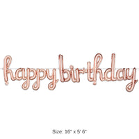 6 Pack Bulk Script Rose Gold Happy Birthday Party Balloon Streamer