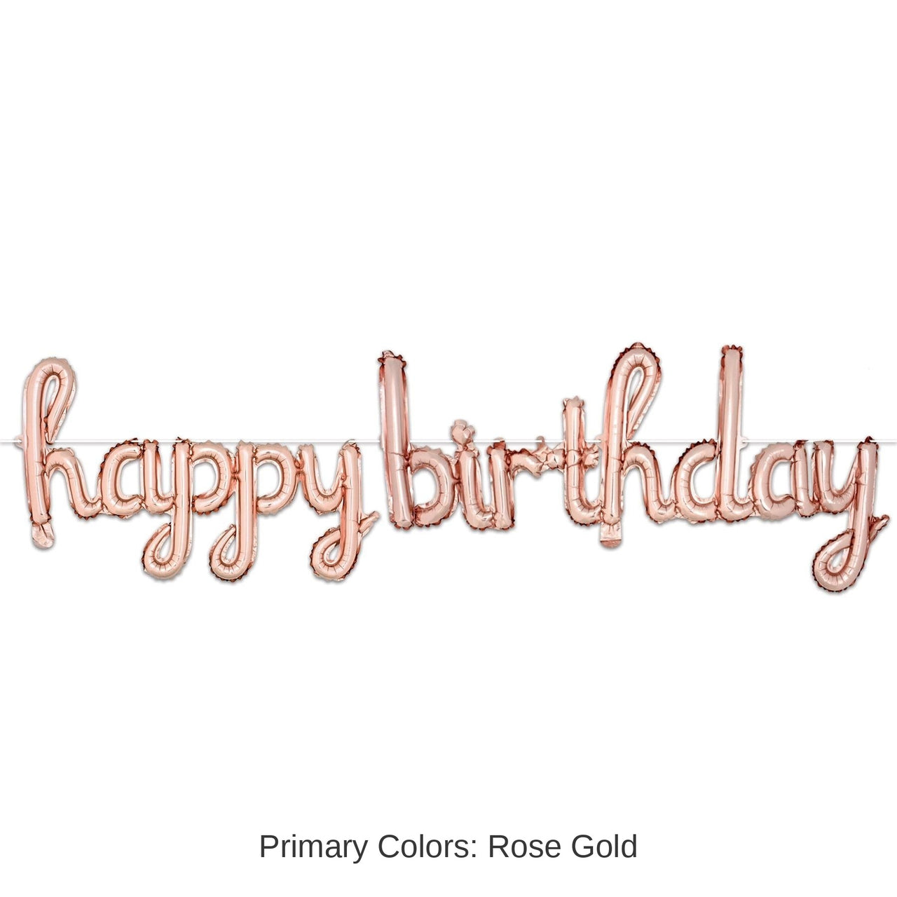 6 Pack Bulk Script Rose Gold Happy Birthday Party Balloon Streamer