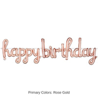 6 Pack Bulk Script Rose Gold Happy Birthday Party Balloon Streamer