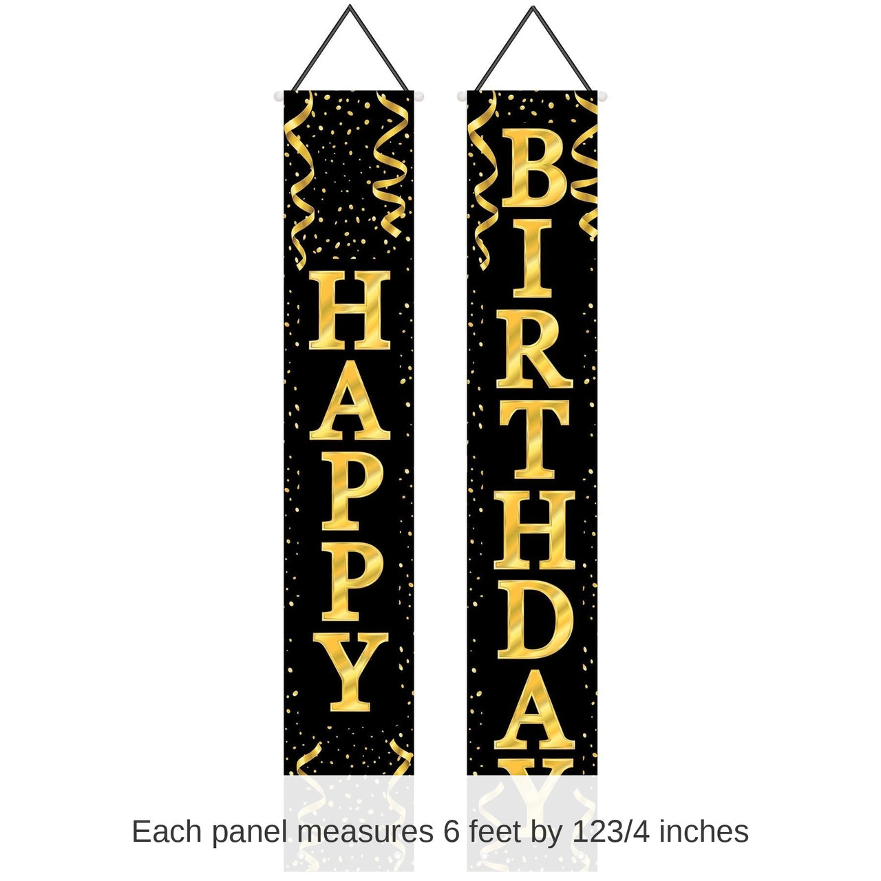 12 Pack Bulk Happy Birthday Party Fabric Door Panel Set- Black and Gold
