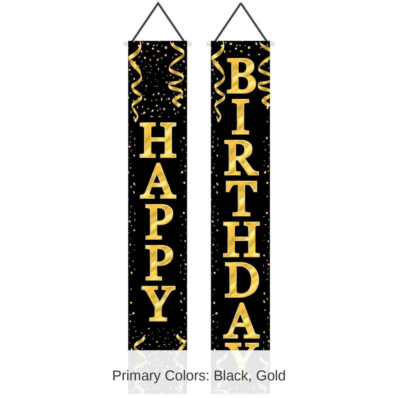 12 Pack Bulk Happy Birthday Party Fabric Door Panel Set- Black and Gold