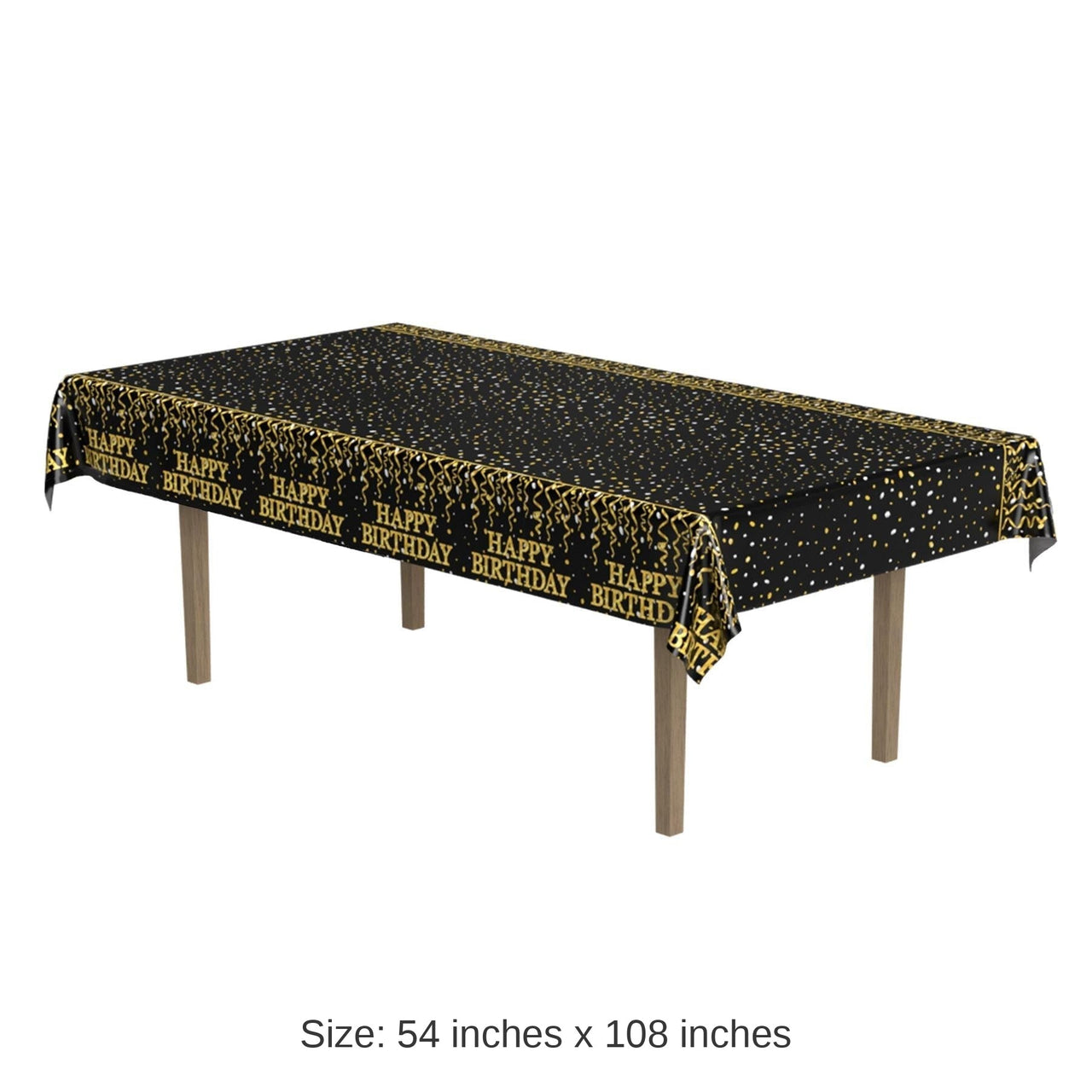 12 Pack Bulk Metallic Happy Birthday Party Tablecover