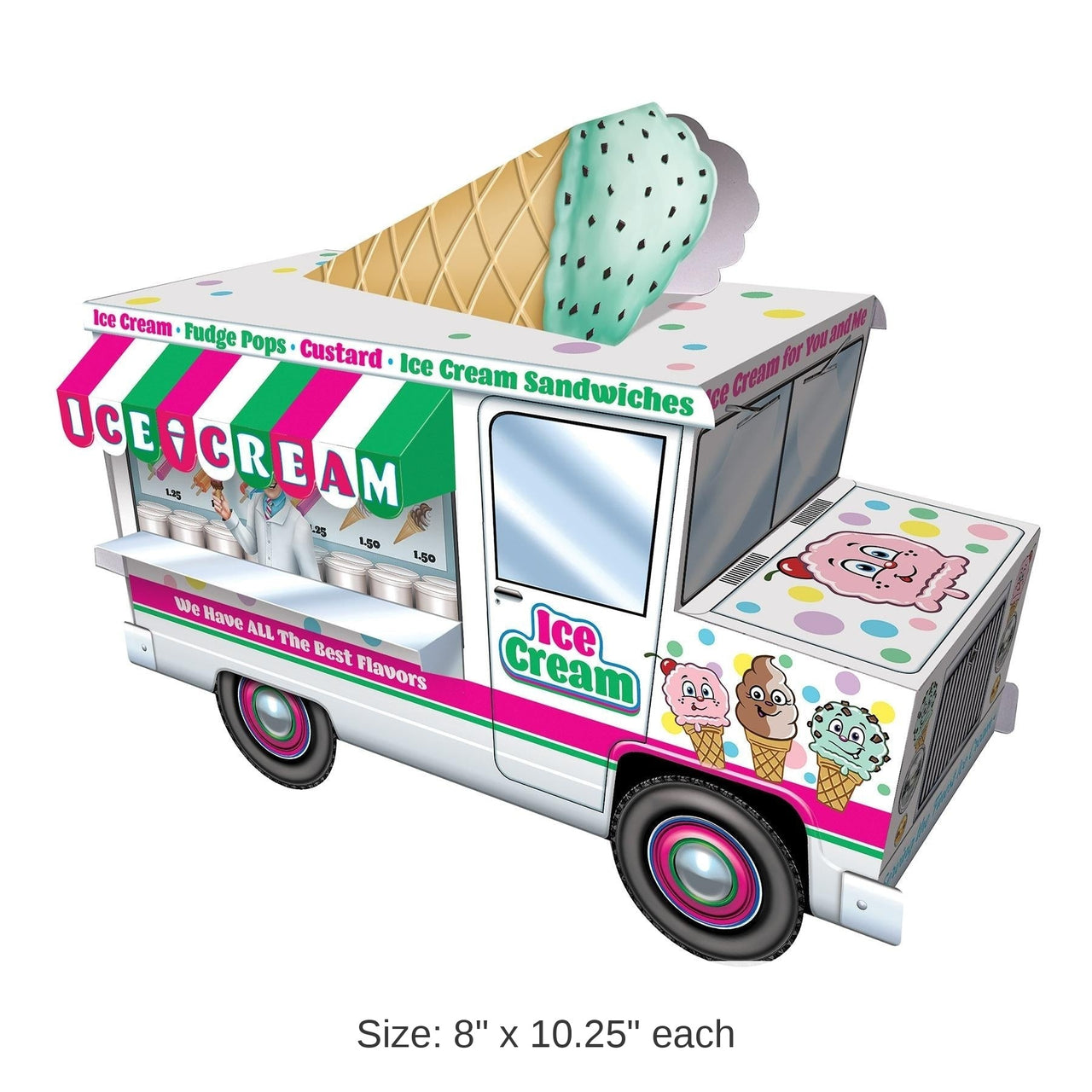 12 Pack Bulk 3-D Ice Cream Truck Party Centerpiece