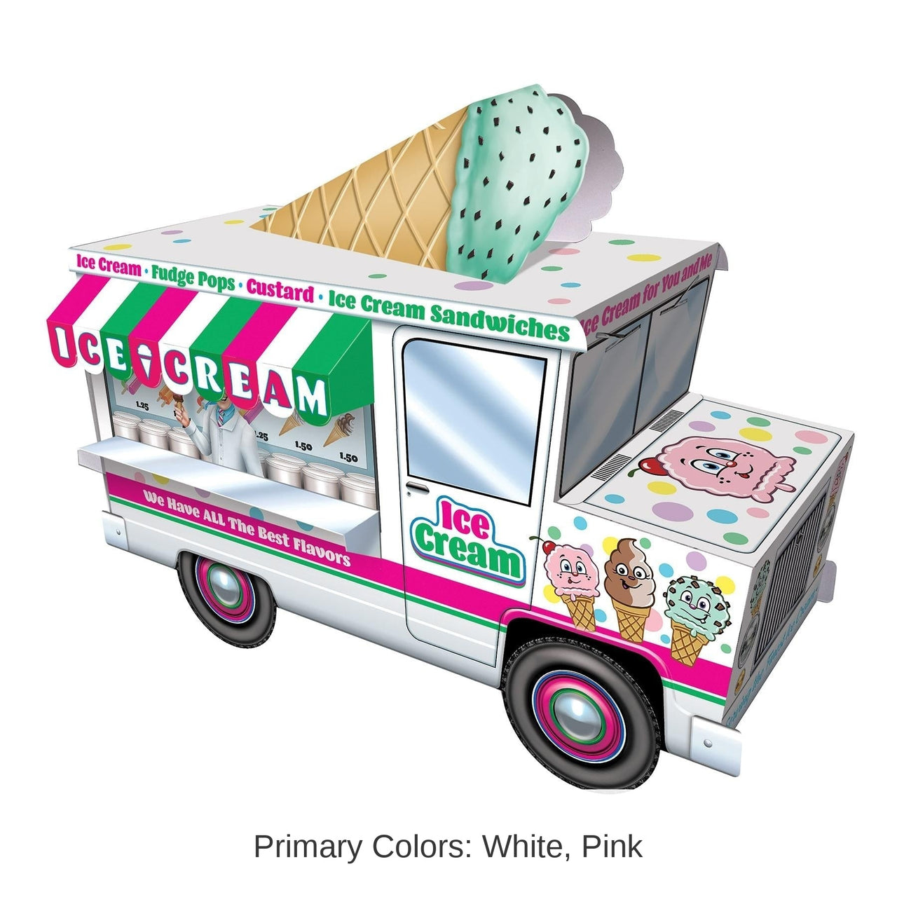 12 Pack Bulk 3-D Ice Cream Truck Party Centerpiece
