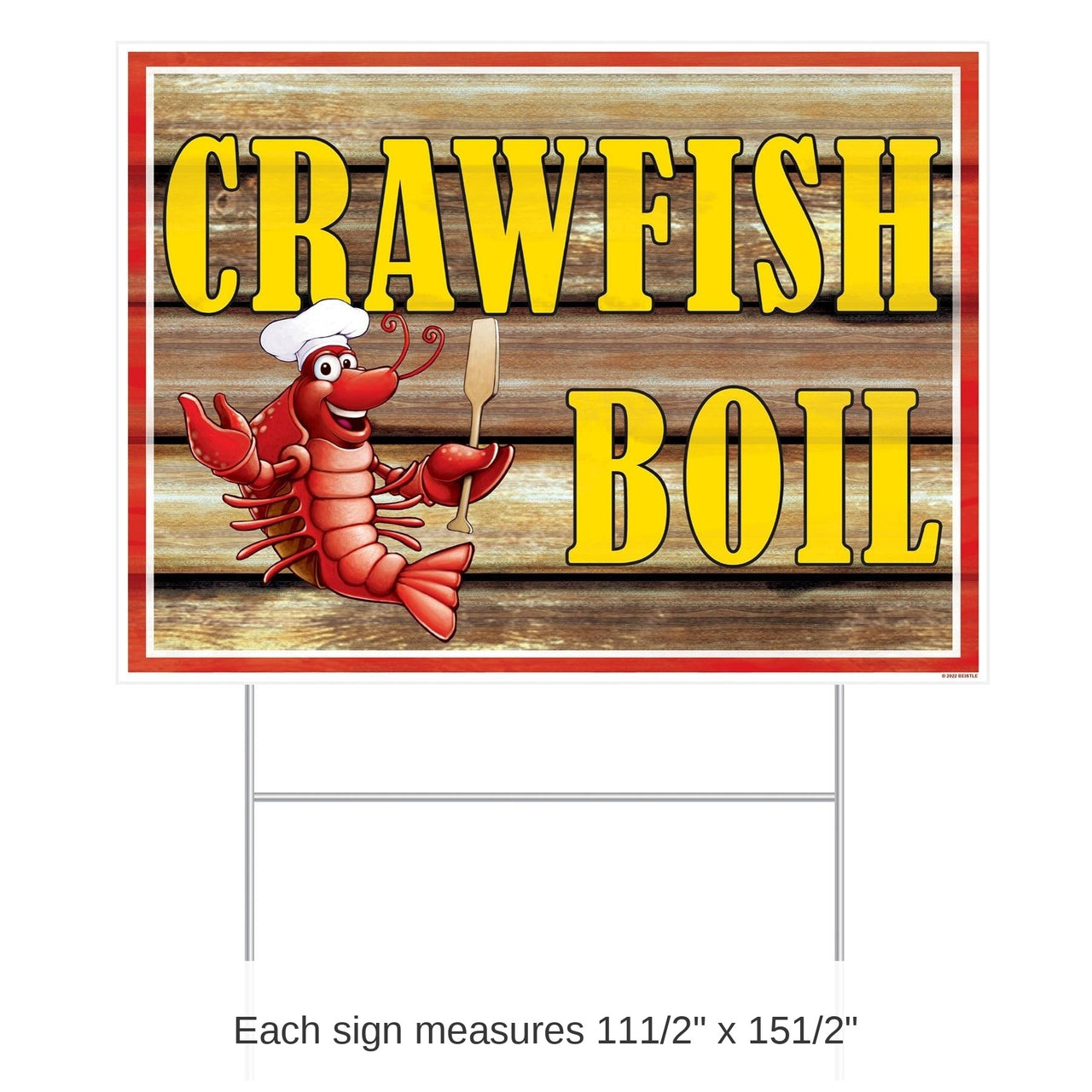 6 Pack Bulk Mardi Gras Plastic Crawfish Boil Yard Sign