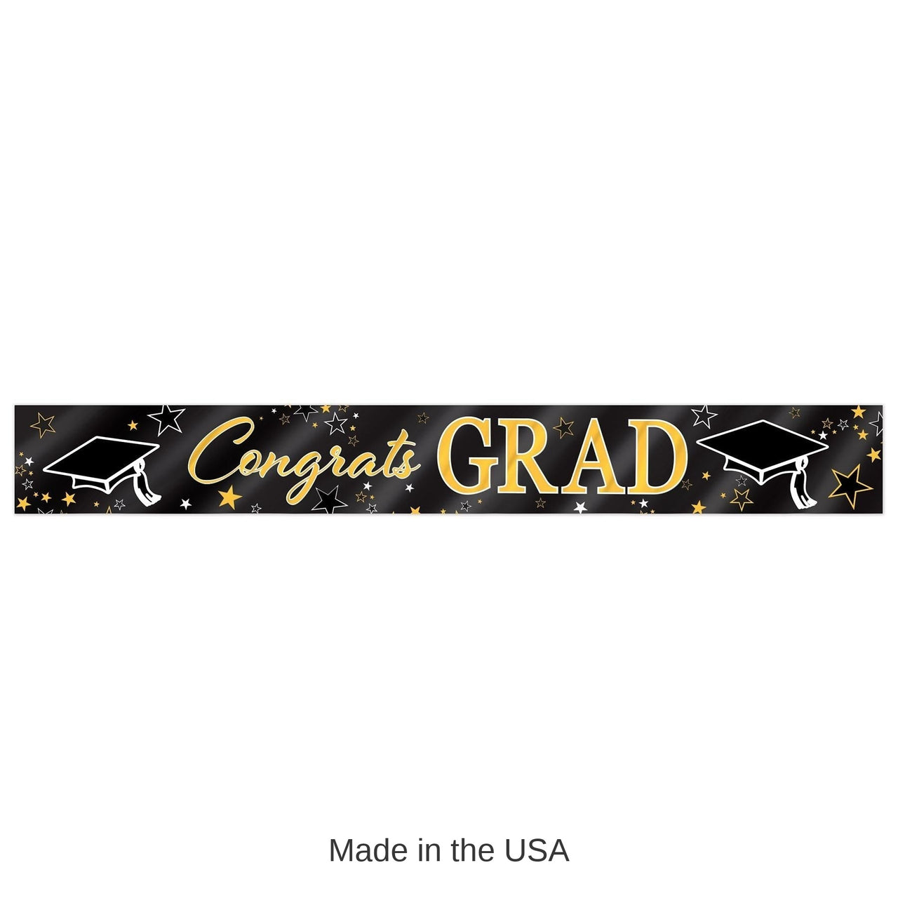 12 Pack Bulk Metallic Congrats Grad Graduation Party Banner