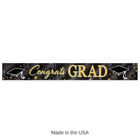 12 Pack Bulk Metallic Congrats Grad Graduation Party Banner