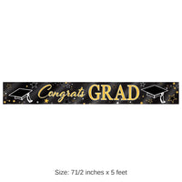 12 Pack Bulk Metallic Congrats Grad Graduation Party Banner