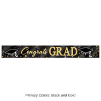 12 Pack Bulk Metallic Congrats Grad Graduation Party Banner