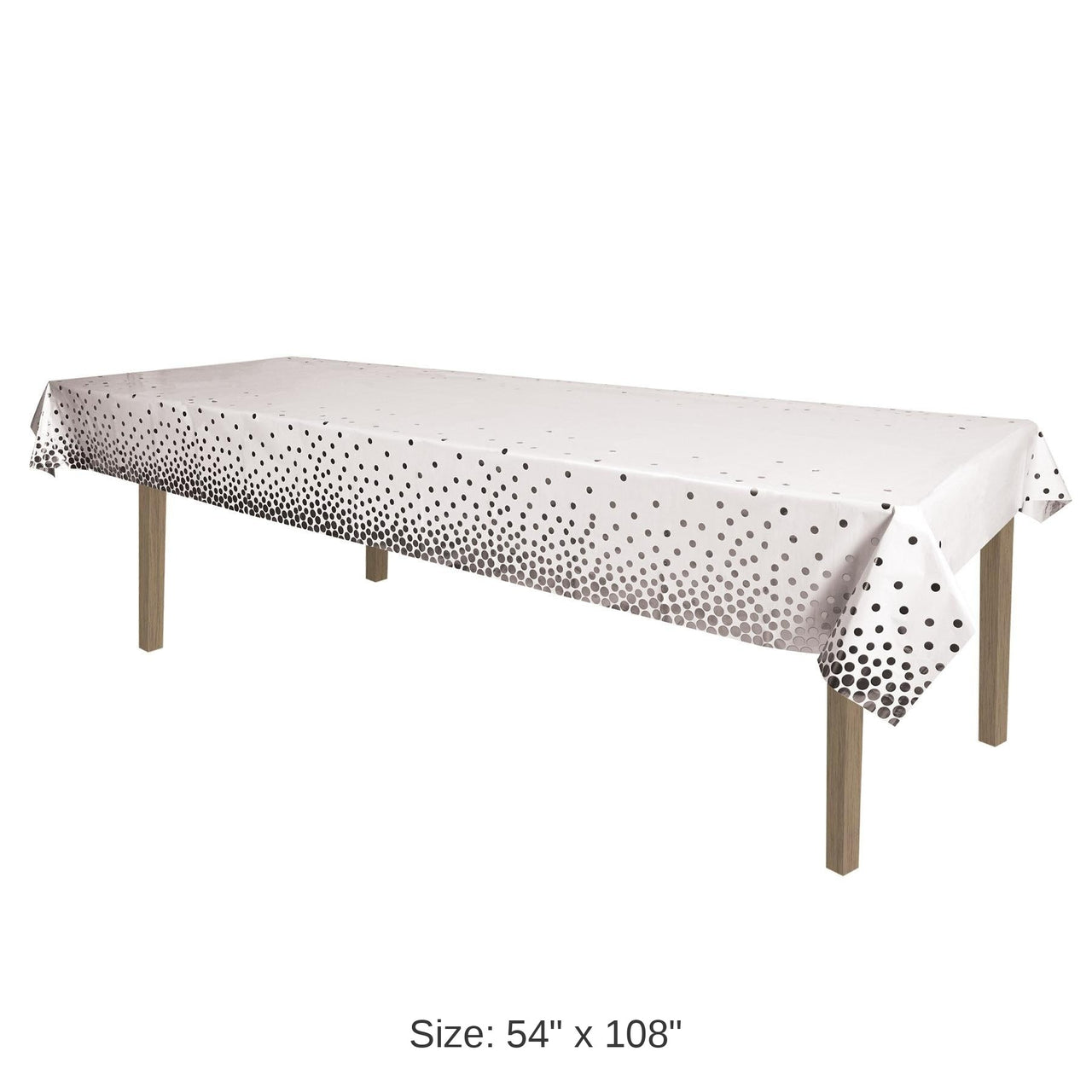 12 Pack Bulk Silver Metallic Polka Dots Party Tablecover