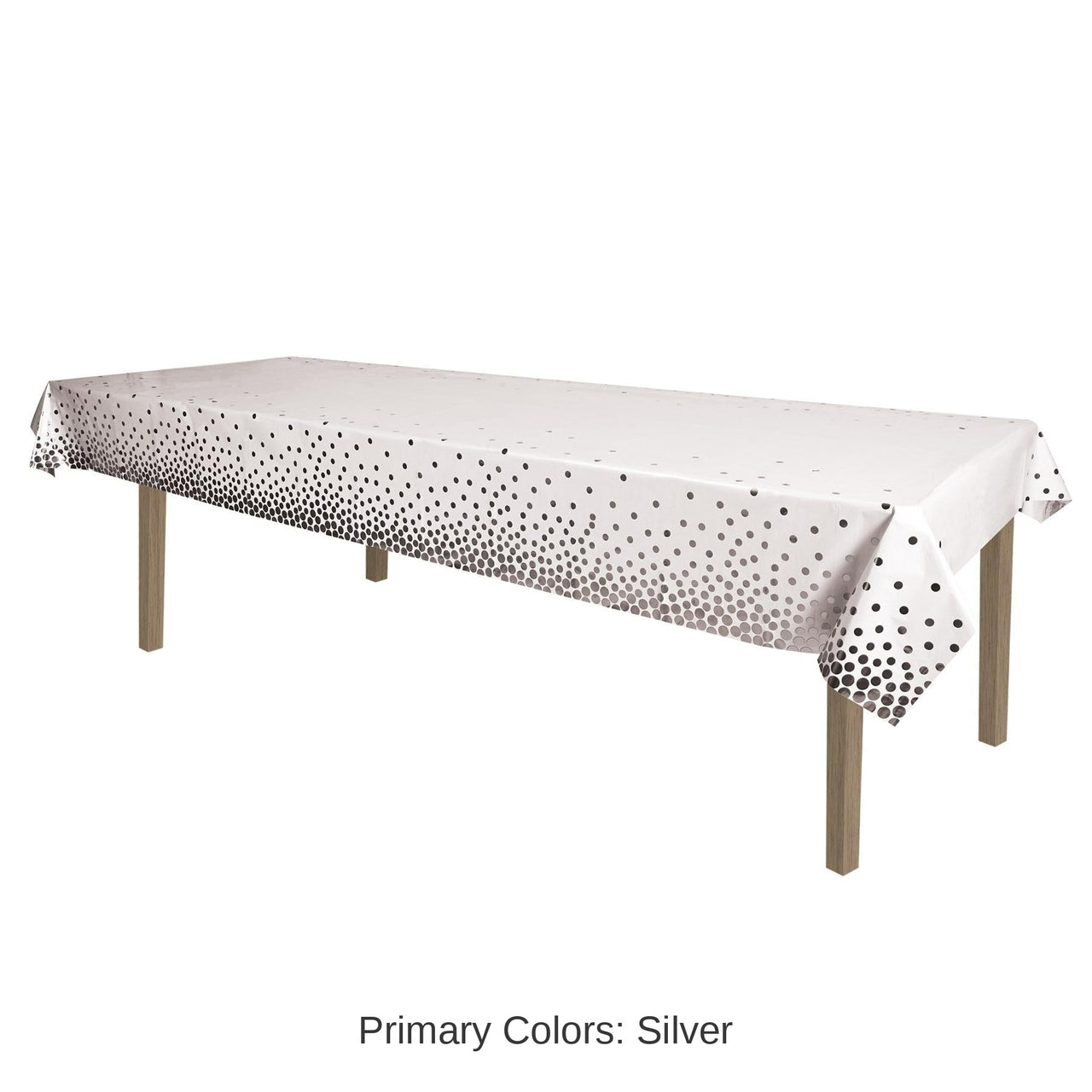 12 Pack Bulk Silver Metallic Polka Dots Party Tablecover