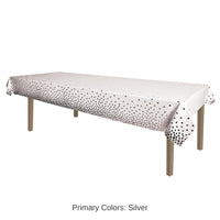 12 Pack Bulk Silver Metallic Polka Dots Party Tablecover