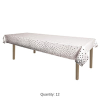 12 Pack Bulk Silver Metallic Polka Dots Party Tablecover