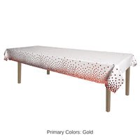 12 Pack Bulk Rose Gold Metallic Polka Dots Party Tablecover