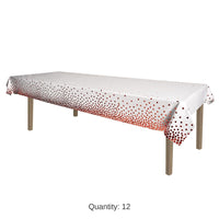 12 Pack Bulk Rose Gold Metallic Polka Dots Party Tablecover