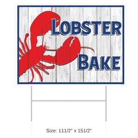 6 Pack Bulk Luau Party Plastic Lobster Bake Yard Sign