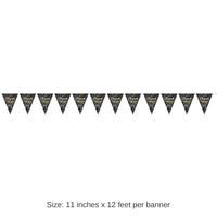 12 Pack Bulk Metallic Congrats Grad Graduation Party Pennant Banner