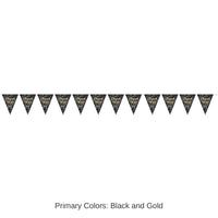 12 Pack Bulk Metallic Congrats Grad Graduation Party Pennant Banner