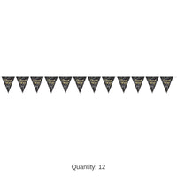 12 Pack Bulk Metallic Congrats Grad Graduation Party Pennant Banner