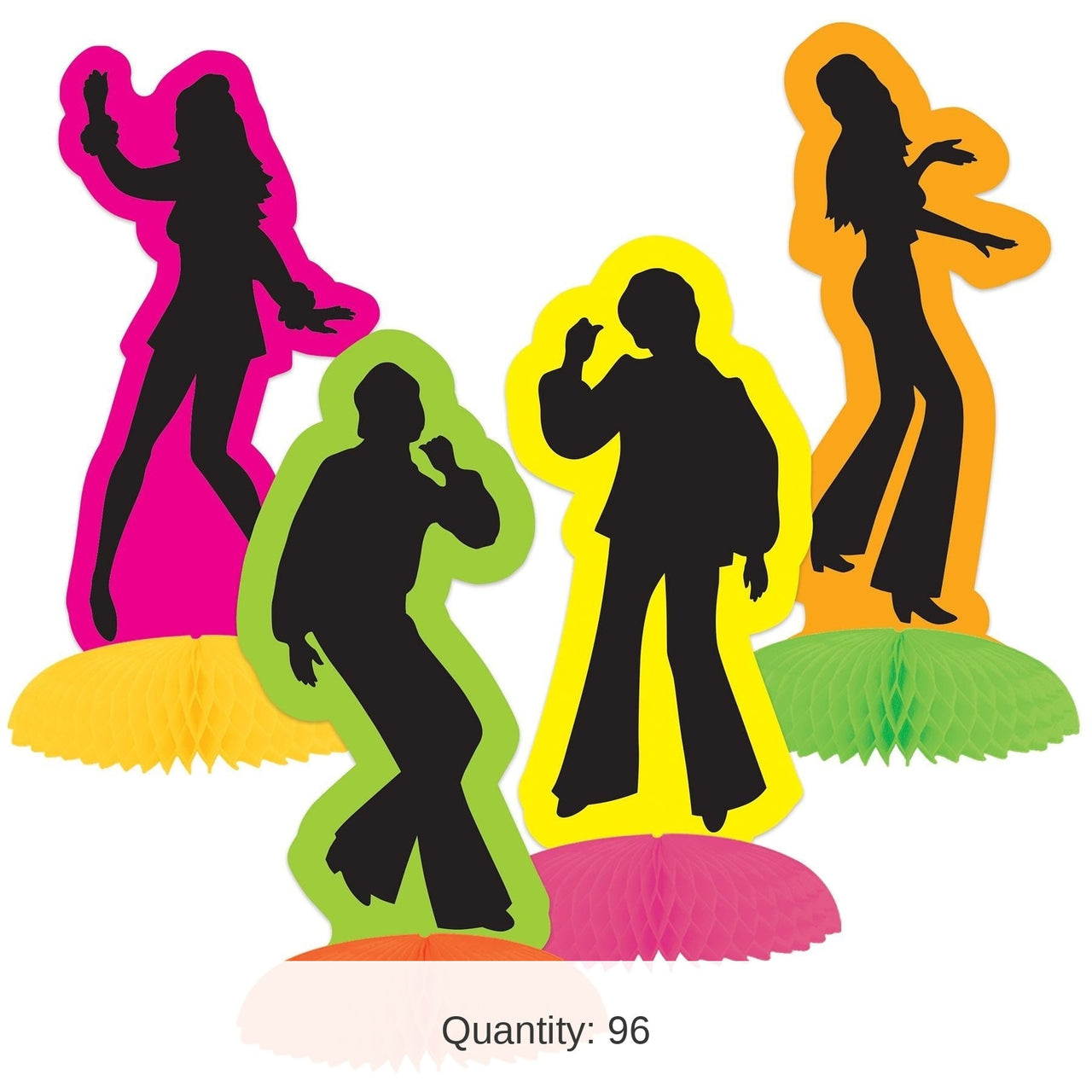 96 Pack Bulk Retro 70's Silhouette Mini Party Centerpieces