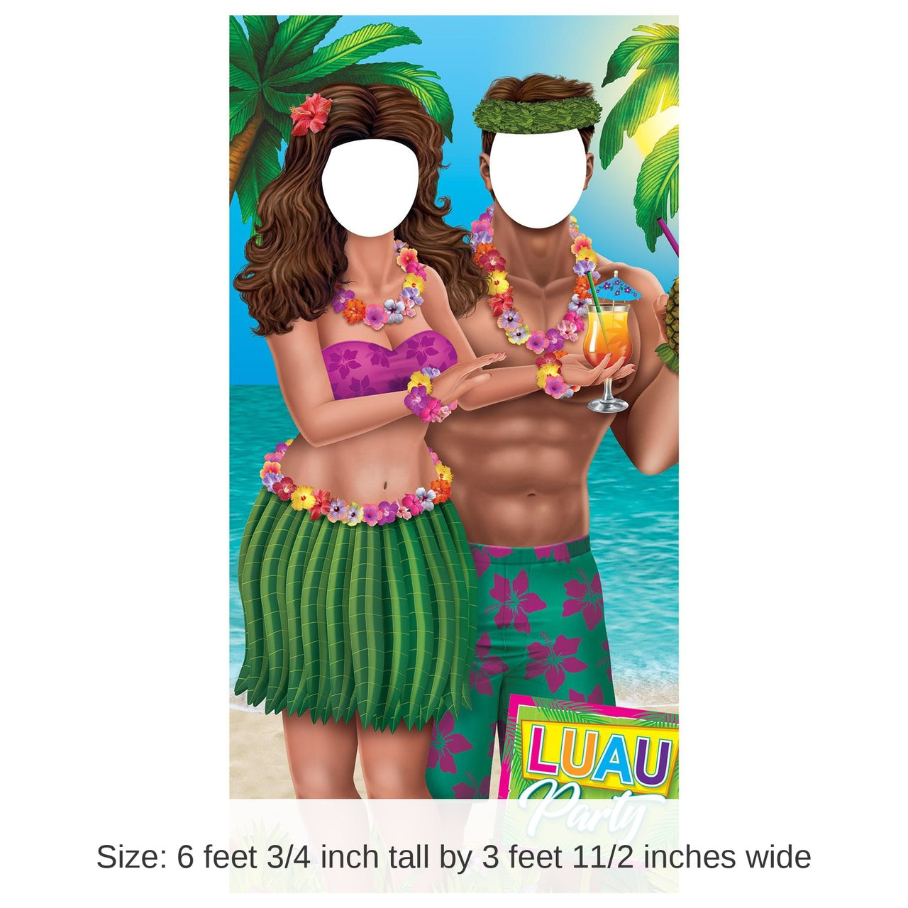 4 Pack Bulk Luau Couple Photo Prop Stand-Up Decoration
