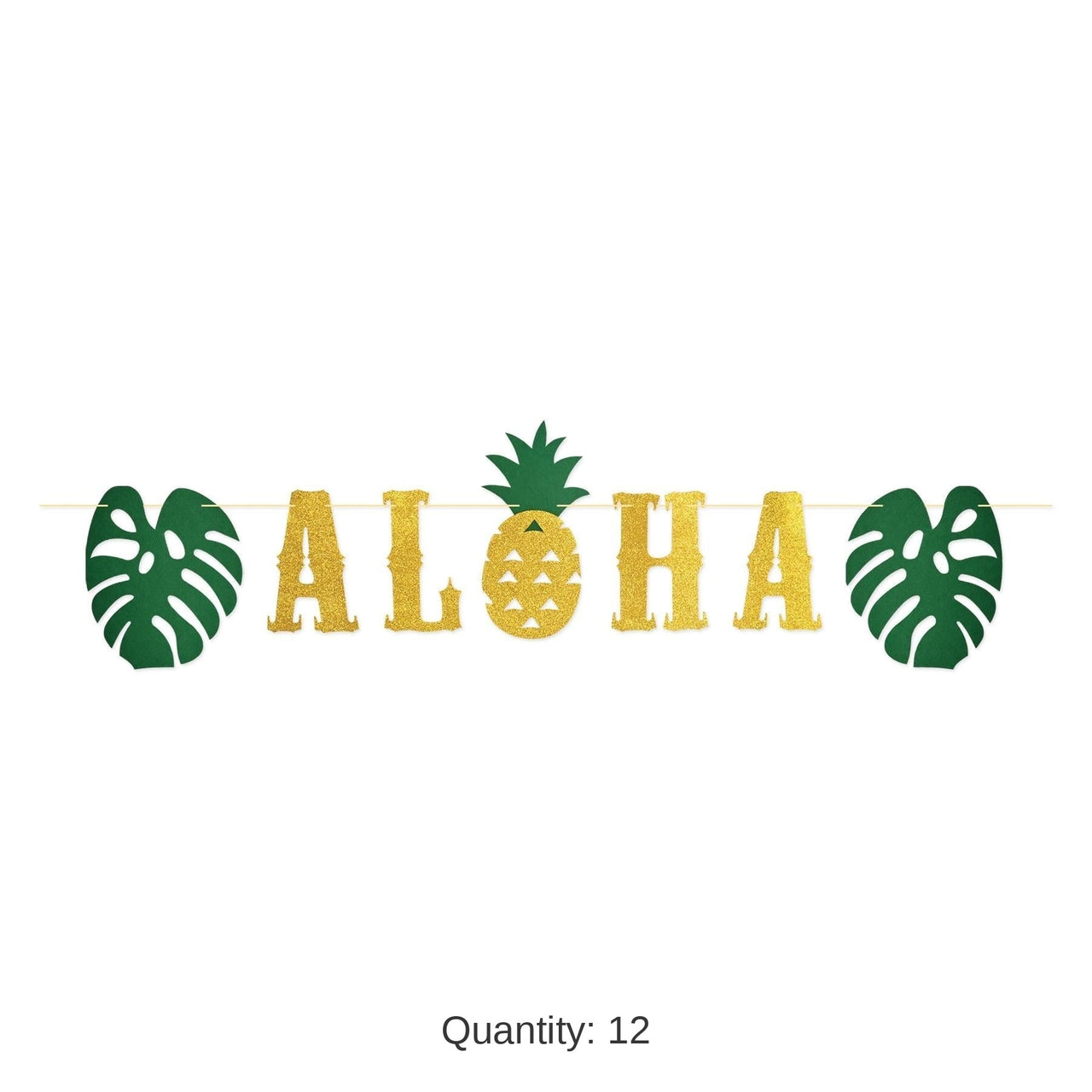 12 Pack Bulk Luau Party Glittered Aloha Streamer