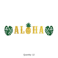 12 Pack Bulk Luau Party Glittered Aloha Streamer