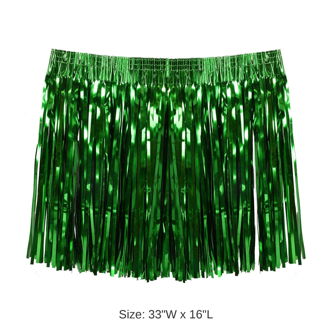 12 Pack Bulk Luau Party Tinsel Hula Skirt Green