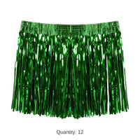 12 Pack Bulk Luau Party Tinsel Hula Skirt Green