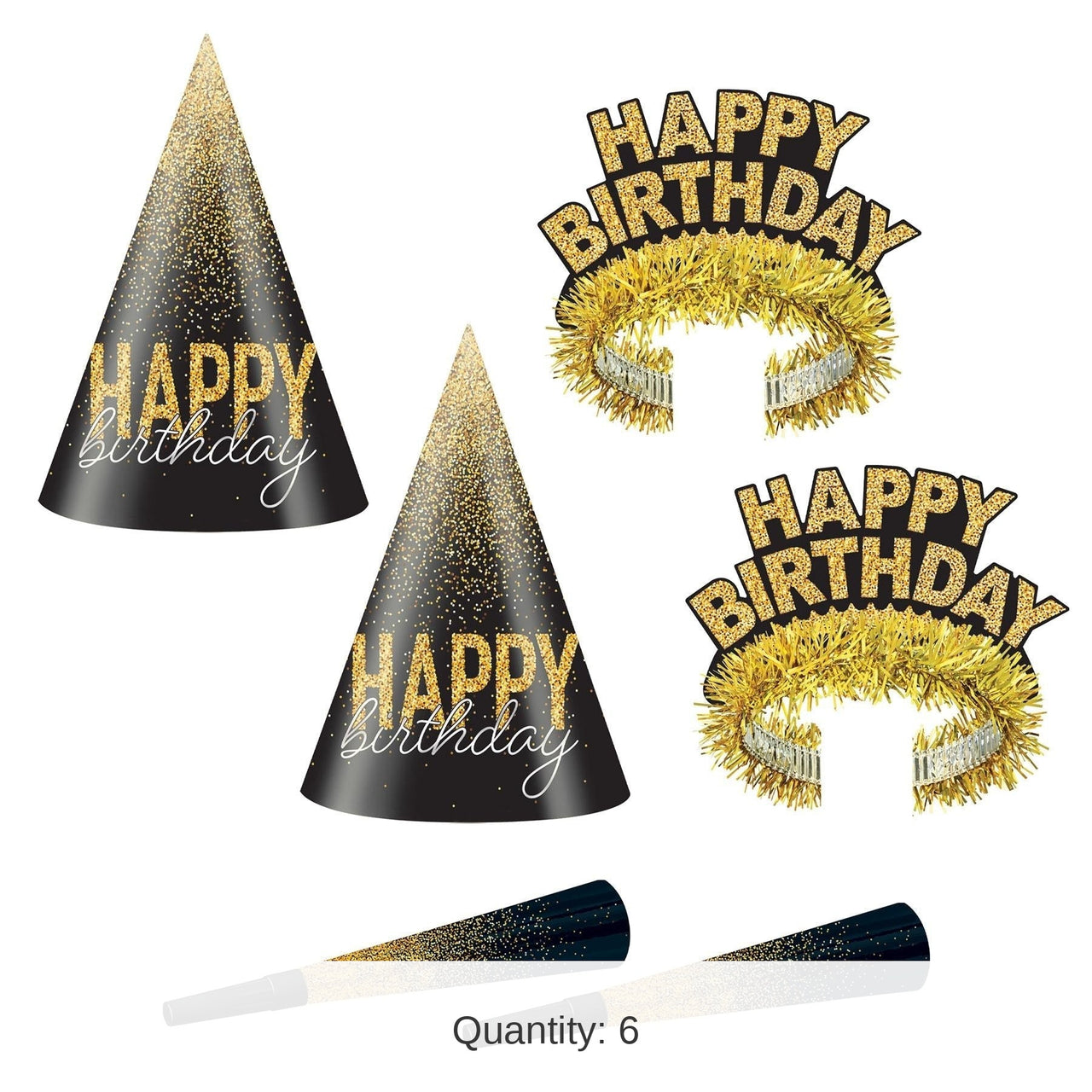 6 Pack Bulk Silver/Gold 16 Piece Birthday Party Box