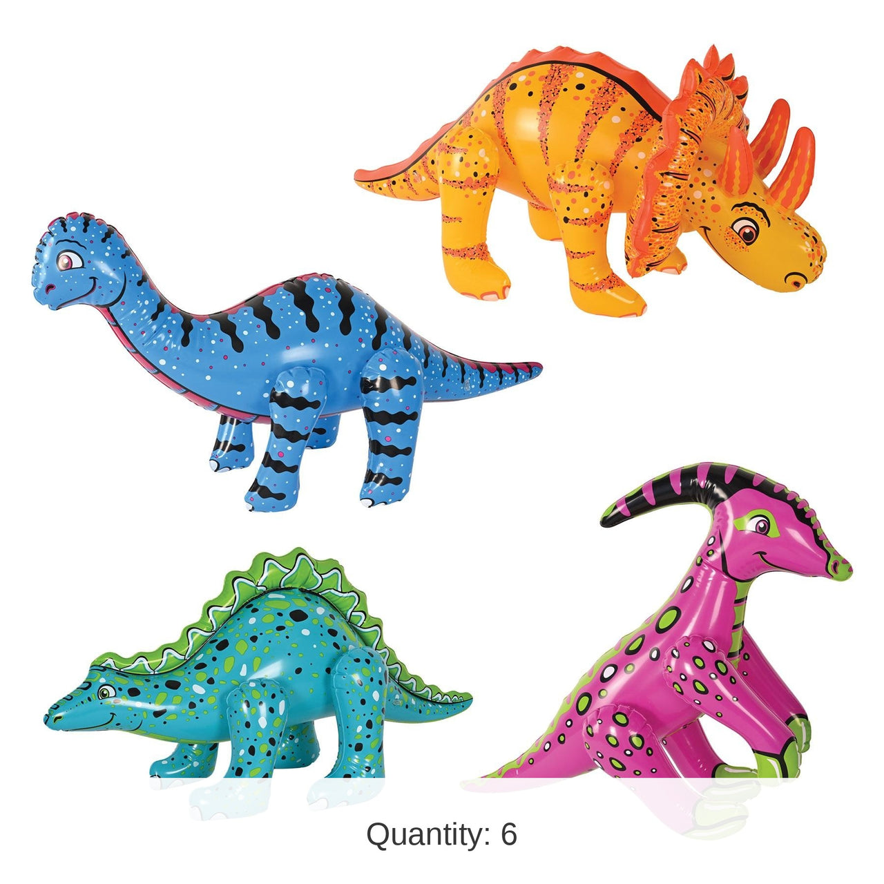 6 Pack Bulk Inflatable Party Dinosaurs