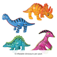 6 Pack Bulk Inflatable Party Dinosaurs