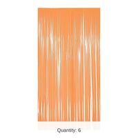 6 Pack Bulk 1-Ply Plastic Fringe Curtain neon orange