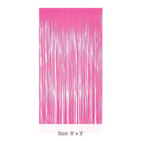 6 Pack Bulk 1-Ply Plastic Fringe Curtain neon pink