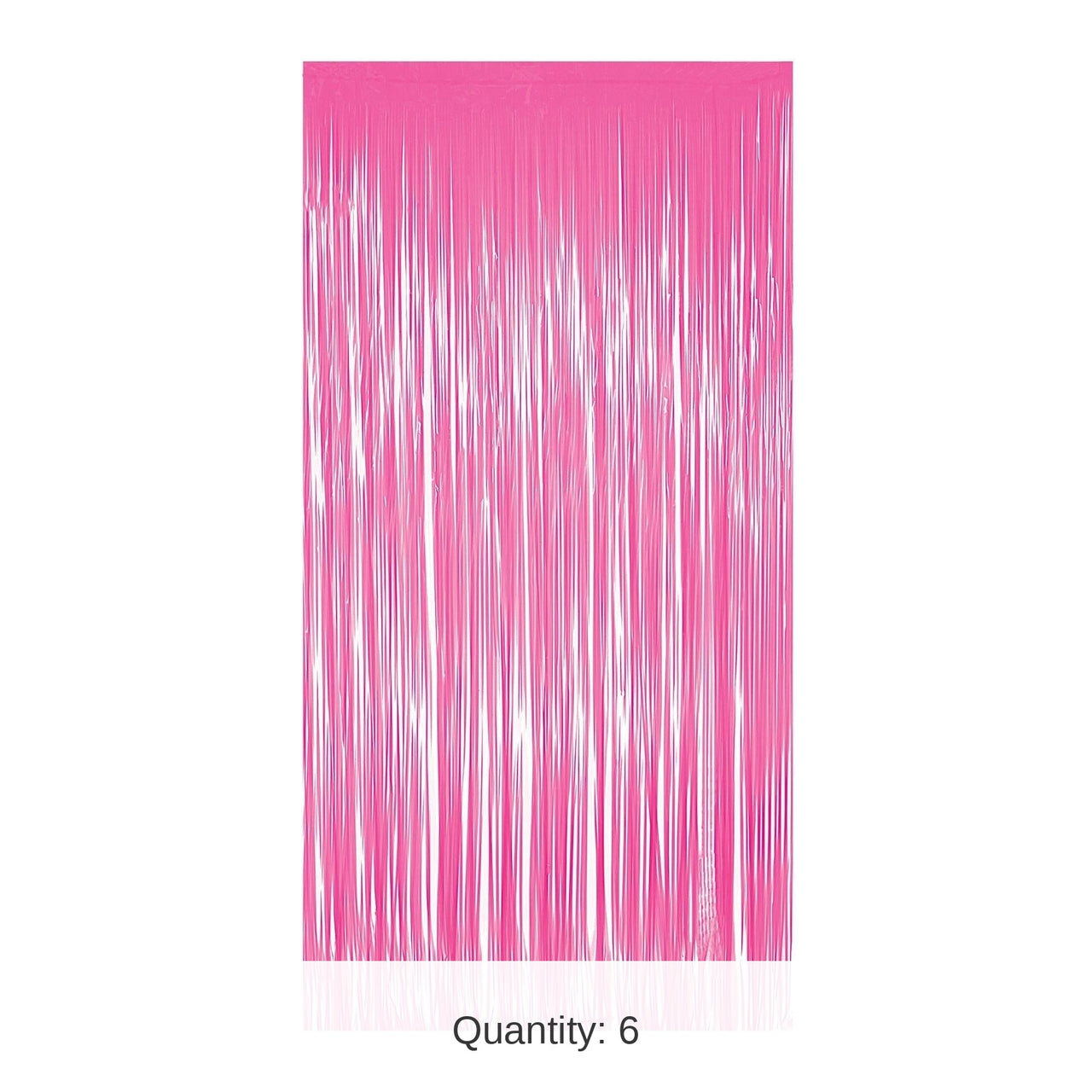 6 Pack Bulk 1-Ply Plastic Fringe Curtain neon pink