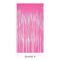 6 Pack Bulk 1-Ply Plastic Fringe Curtain neon pink