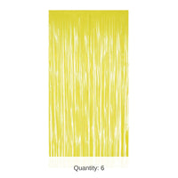 6 Pack Bulk 1-Ply Plastic Fringe Curtain yellow