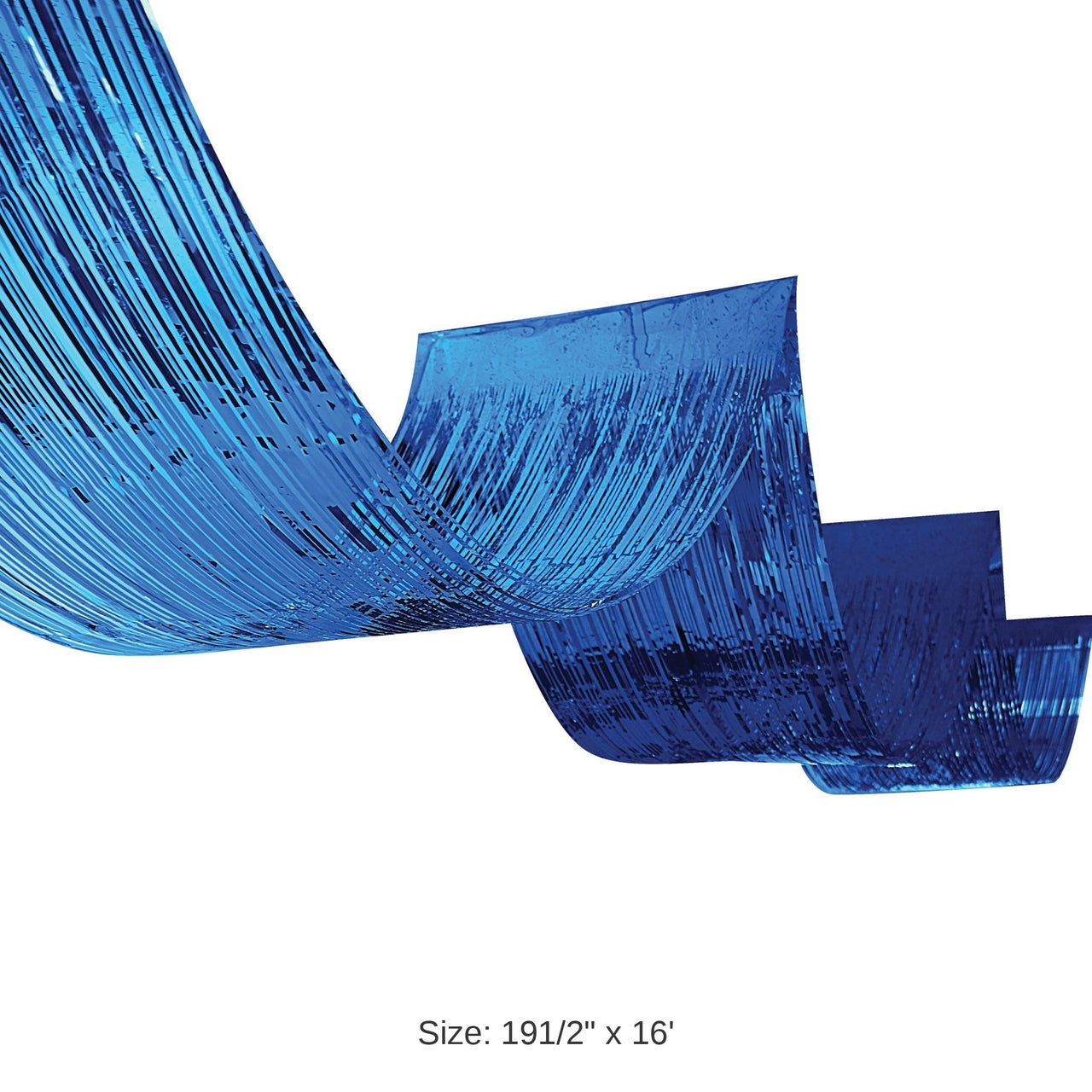 12 Pack Bulk Blue Metallic Fringe Ceiling Curtain 19.5 inch x 16ft