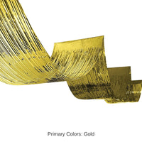 12 Pack Bulk 1-Ply Metallic Fringe Ceiling Curtain gold