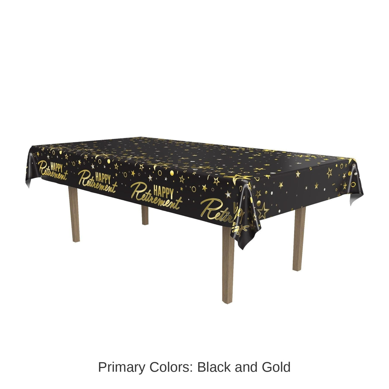 12 Pack Bulk Metallic Happy Retirement Tablecover