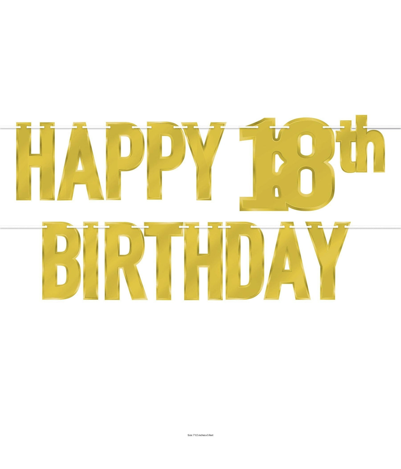 12 Pack Bulk Foil Happy 18th Birthday Streamer gold
