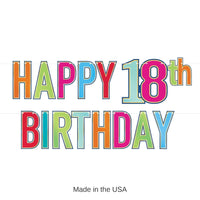 12 Pack Bulk Foil Happy 18th Birthday Streamer multi-color