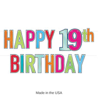 12 Pack Bulk Foil Happy 19th Birthday Streamer multi-color